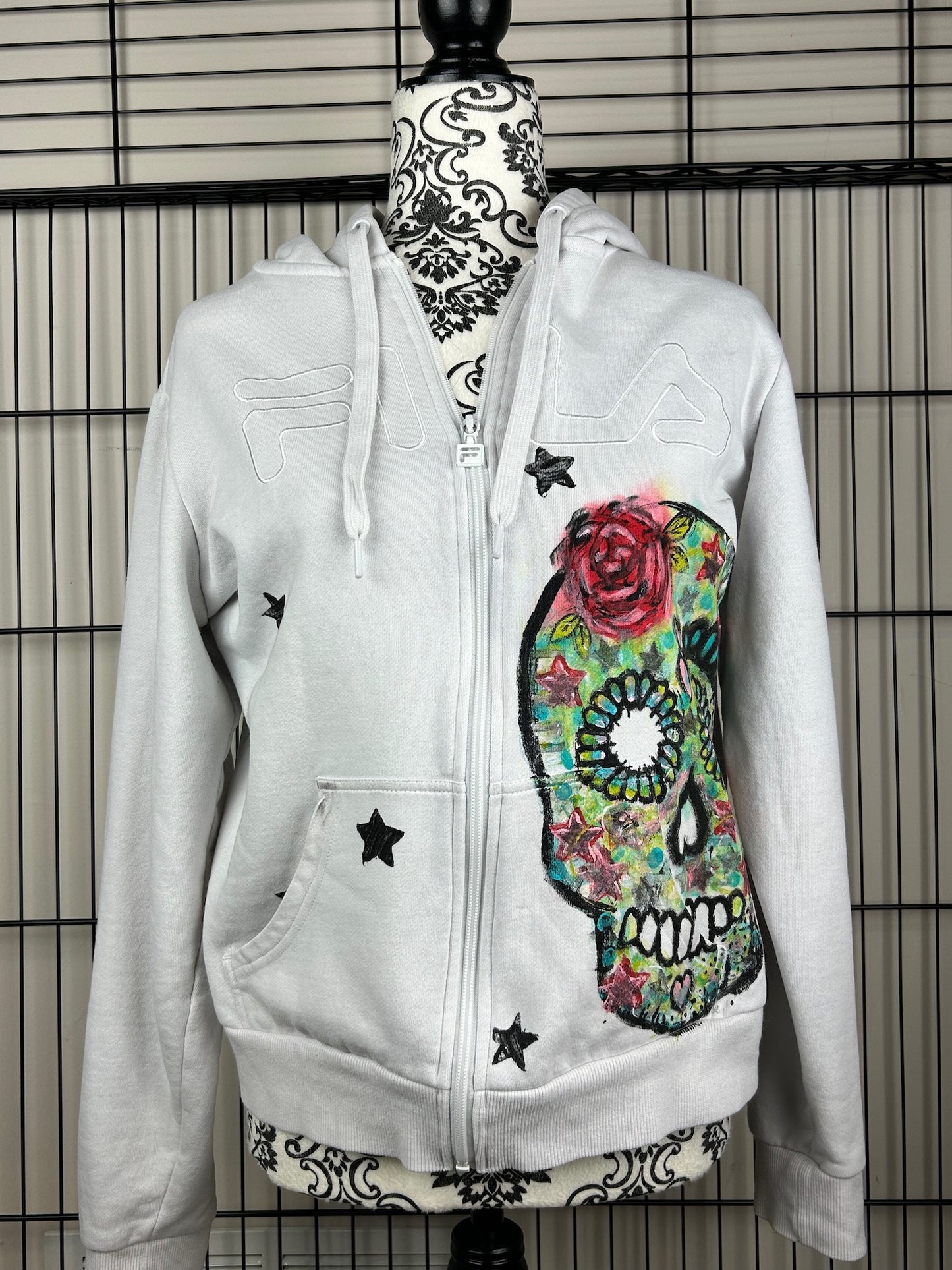 UPCYCLED SKULL HOODIE - SIZE XL