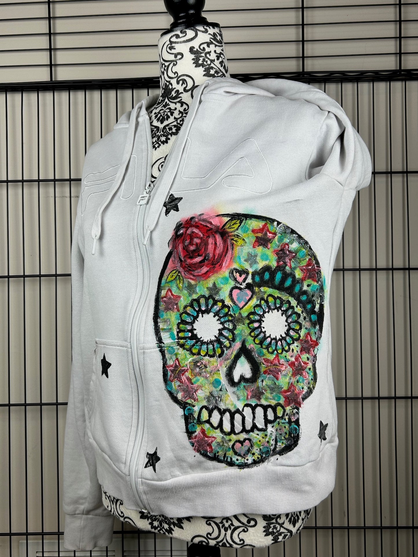 UPCYCLED SKULL HOODIE - SIZE XL