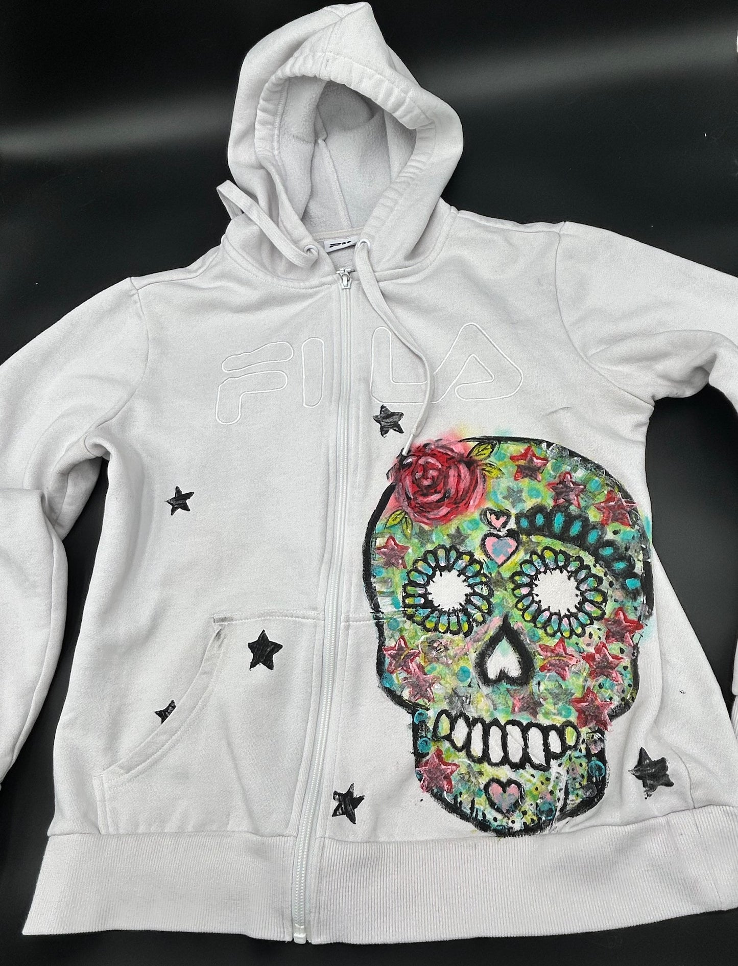 UPCYCLED SKULL HOODIE - SIZE XL