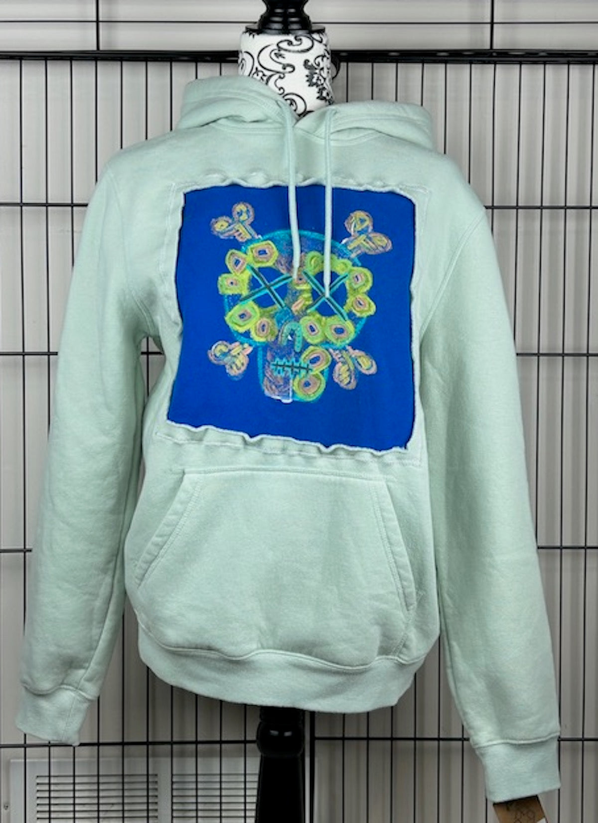 UPCYCLED SKULL HOODIE - SIZE S