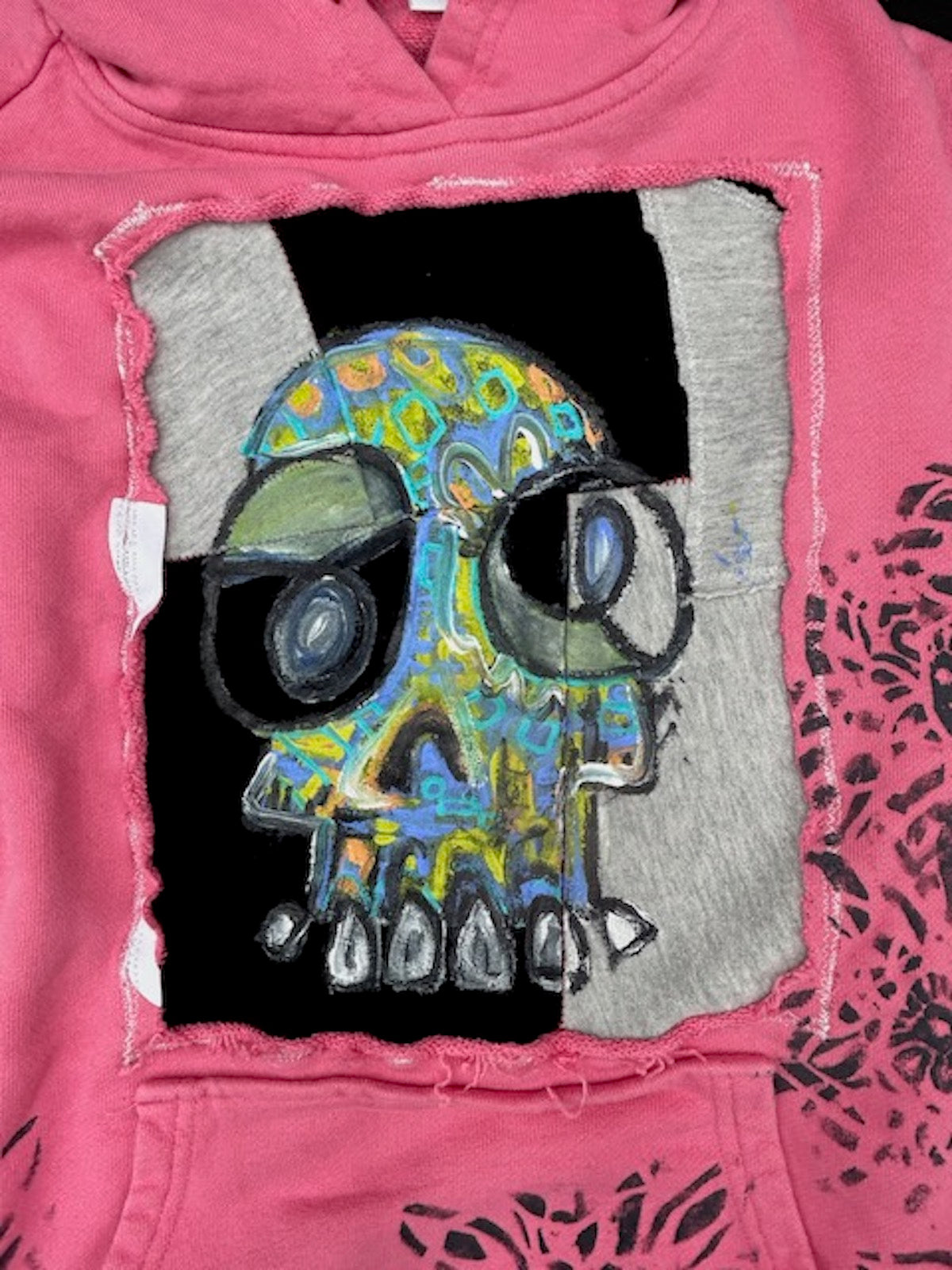 UPCYCLED SKULL HOODIE VEST - SIZE S
