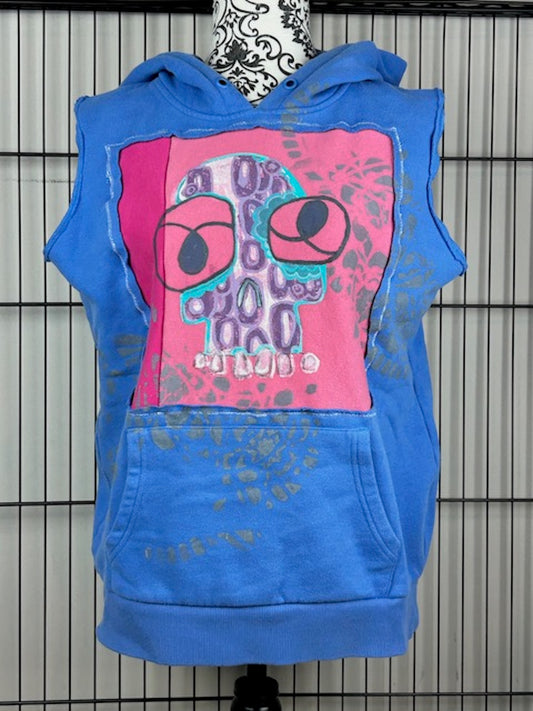 UPCYCLED SKULL HOODIE VEST - SIZE M