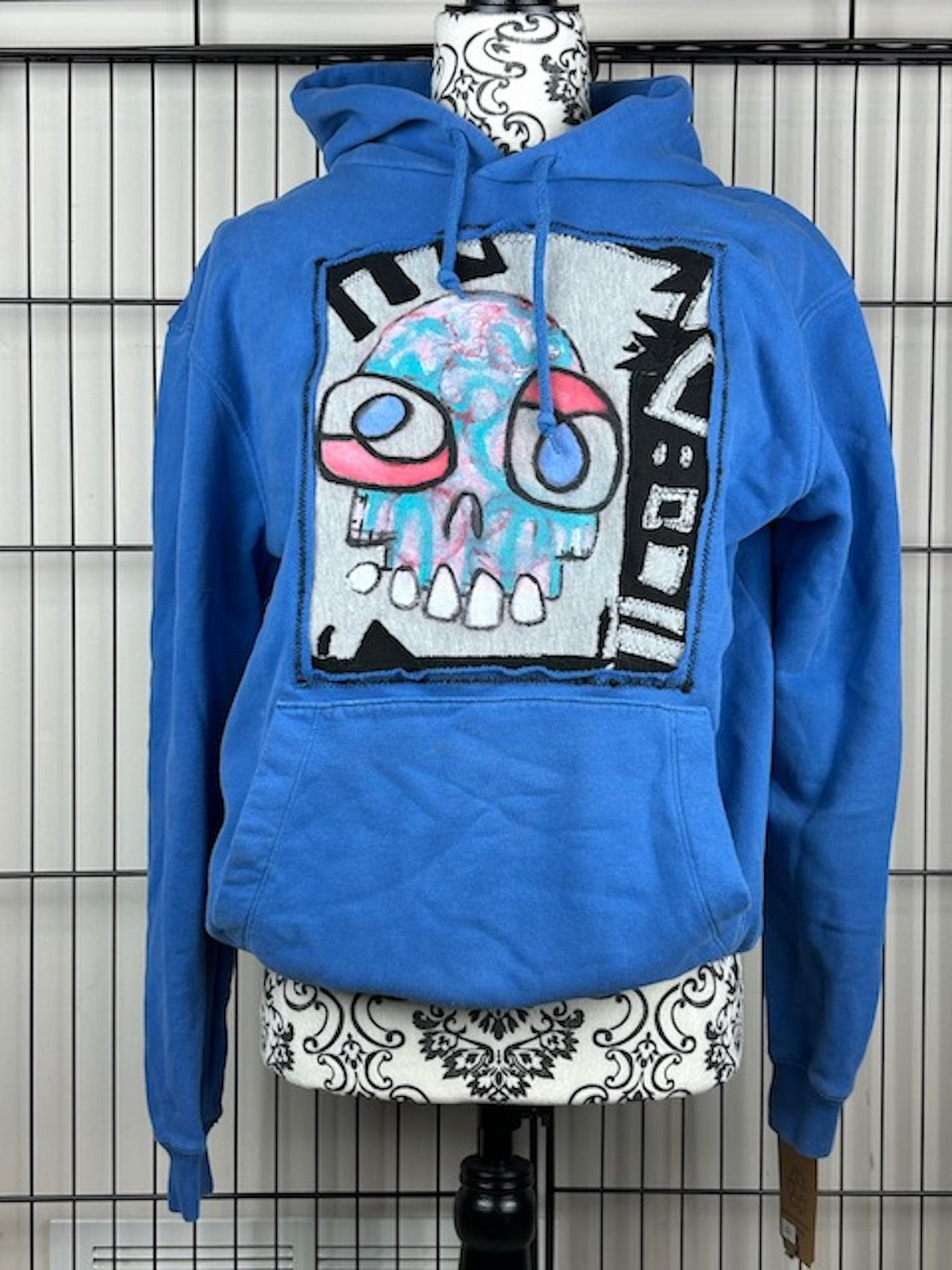 UPCYCLED SKULL HOODIE - SIZE S