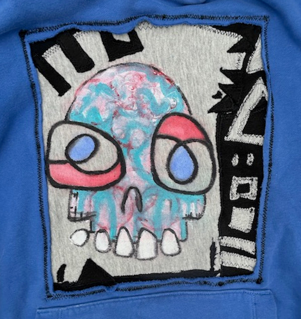 UPCYCLED SKULL HOODIE - SIZE S