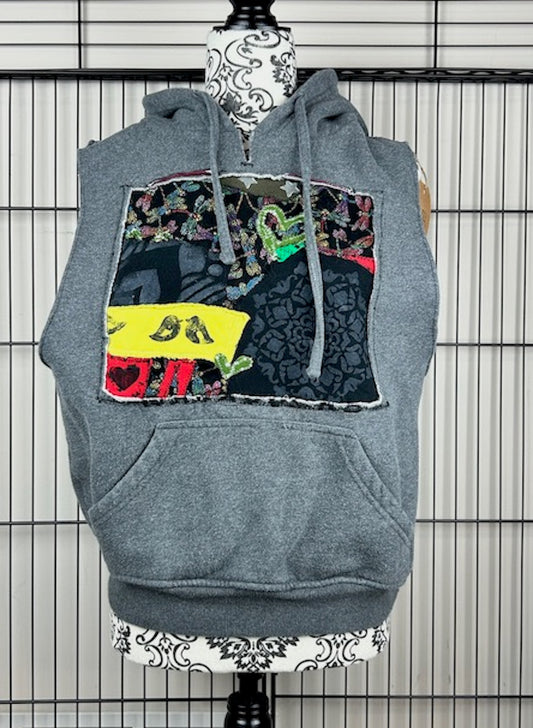 UPCYCLED HOODIE VEST - SIZE S
